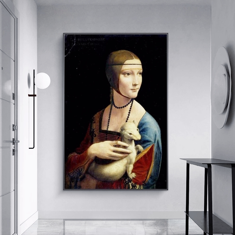 

The Lady With An Ermine Canvas Paintings On The Wall By Leonardo Da Vinci Famous Wall Art Posters And Prints Cuadros Wall Decor