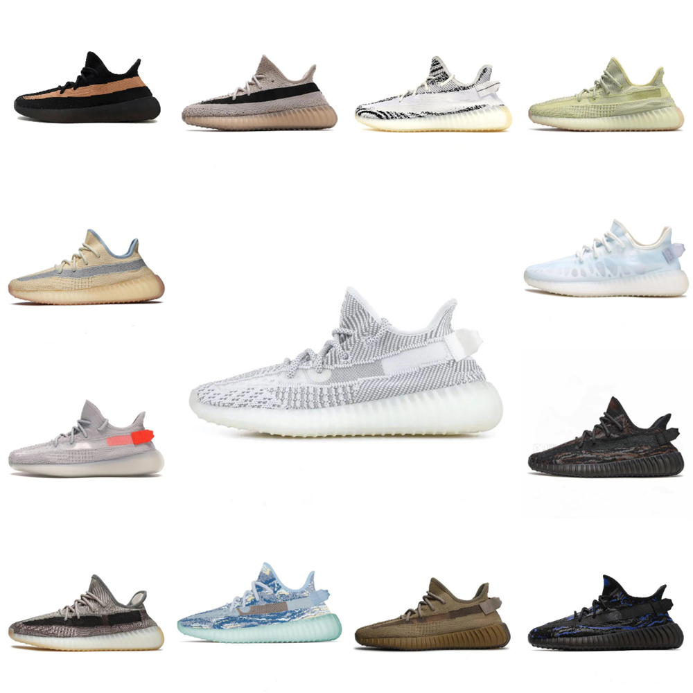 

Men Women Running Shoes Yeezys Boost 350 V2 Yezzys Yeezzys Black White Reflective Mono Mist Clay Desert Sage Natural Natural Earth Citrin Sneakers, 25