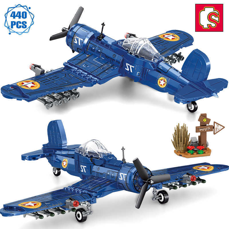 

Minifig SEMBO WW2 Technical Military Bomber Model Building Blocks F4U Attack Aircraft Helicopter Bricks Toys Festival Gift for Boys W0329