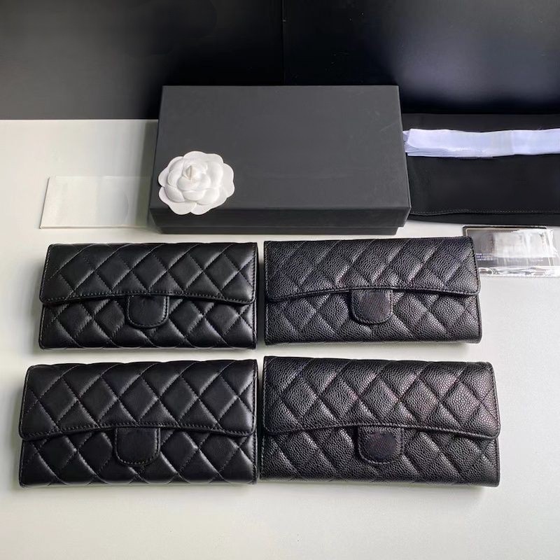 

Wallet Designer Woman Small Wallet Card Holder Wallet Caviar Wallet Zipper Wallet Womens Leather Wallet Long Wallet Quilted Fashion Bag Caviar Clutch Bag 19cm, Empty box only