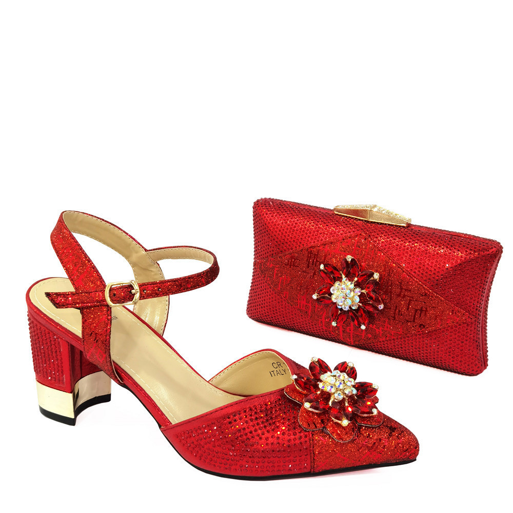 

Fashionable African Shoes and Bag Set Italian Women Fuchsia Color Nigerian with Matching Bags for Royal Wedding Party 220428, Blue