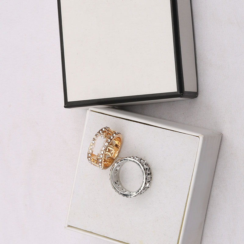 

10style 18K Gold Plated Brand Letter Band Rings for Mens Womens Designer Brand Letters Turquoise Crystal Metal Daisy Ring Jewelry