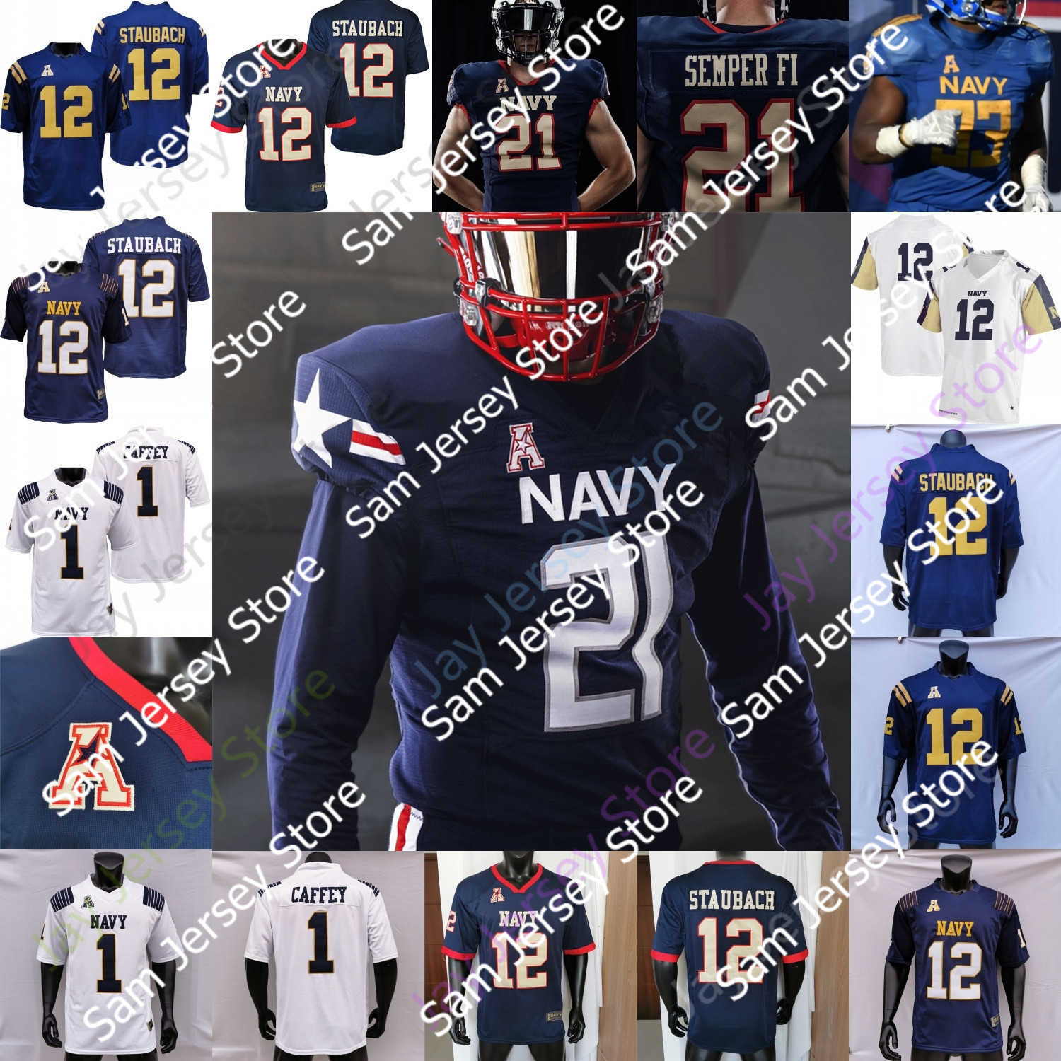 

2021 Navy Fly Midshipmen Football Jersey NCAA College Jacob Springer Roger Staubach Keenan Reynolds Malcolm Perry Nelson Smith CJ Williams Tazh Maloy, Navy i