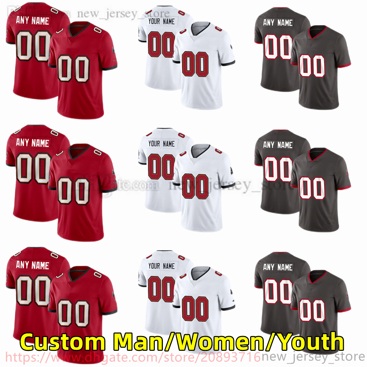 

Custom S-6XL NCAA Football Jersey Stitched 12 TomBrady 6 JulioJones 13 MikeEvans 87 RobGronkowski 45 DevinWhite 54 LavonteDavid Jerseys, Women only s-xxl