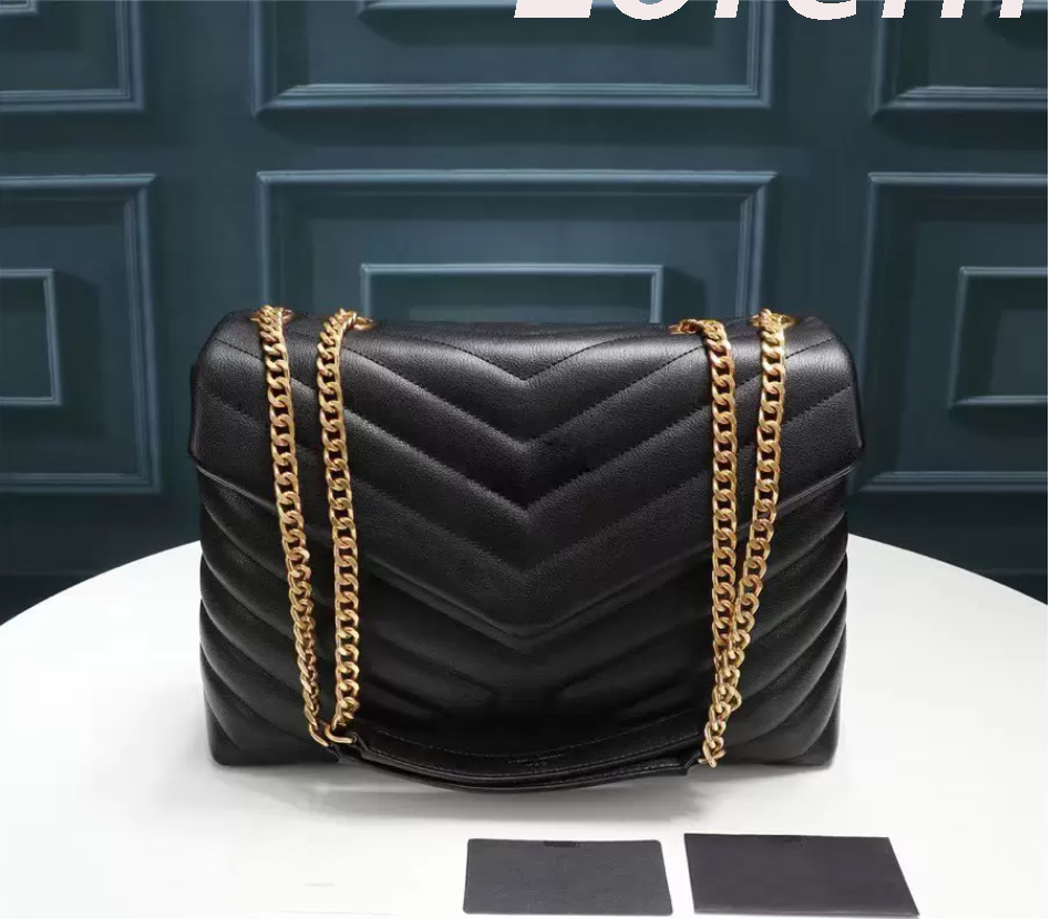 

5A Real Authentic Quality Designer LOULOU Bag Large Shoulder chains crossbody clutch bags purses Genuine Calfskin Leather Grosgrain Lining Message handbags walle, Box