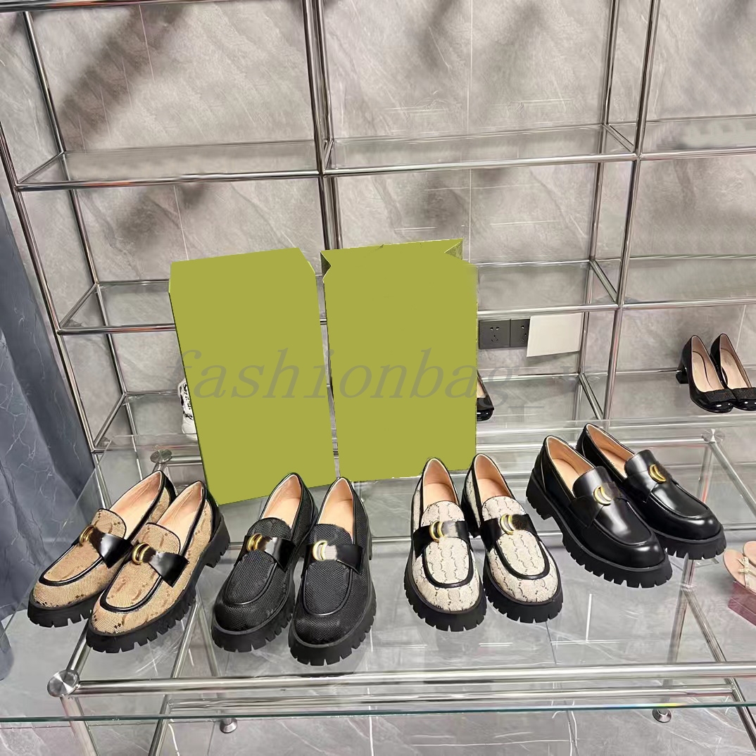 

Designer Casual Shoes Women Buckle Loafers Leather Shoes Lady Trainers Luxury Black Bottom Ladies Platform Stamp Sneakers