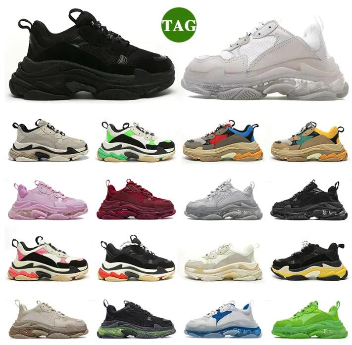 

triple s casual shoes designer mens women platform sneakers Black White Beige Dark Grey Orange Green Khaki Rust Pink Bred Silver mens trainers Jogging