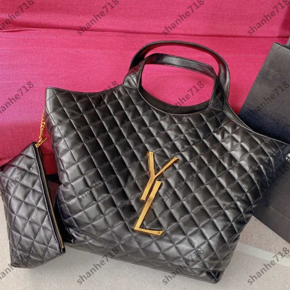 

5A Mirror Quality ICare Maxi Shopping Bag with Coin Purse YSLs Women Shoulder Crossbody Bags 2pcs Totes Designer Handbags Gaby Lambskin Luxury Lady Purses Wallet, Add box + dust bag
