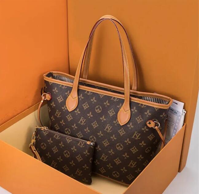 

Luxury Designer 2pcs Set Women Bags Handbag Shoulder Classic Naverfull Louise 1 viuton Fashion Composite Lady Clutch vuitton Tote Bag Female Coin Purse Wallet, L style
