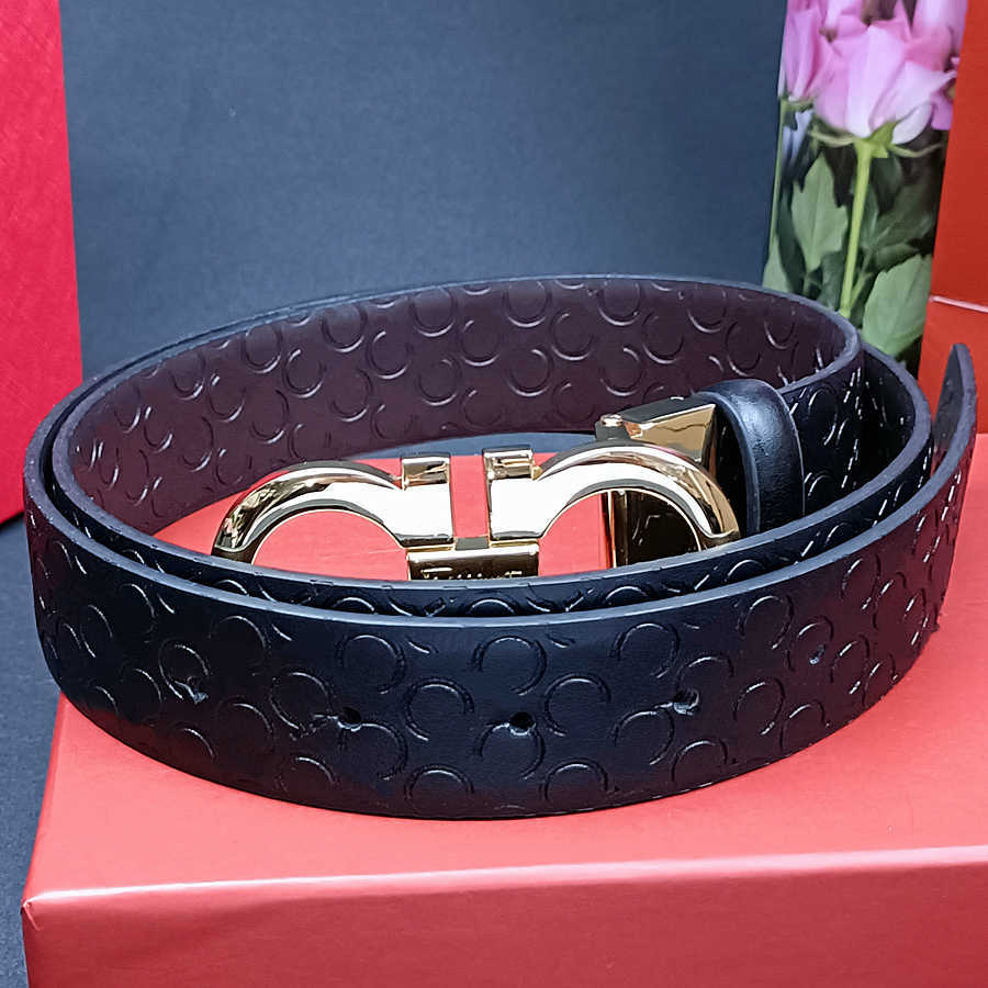 

Men Women Designer Belt Classic Fashion Luxury Casual Smooth Buckle Mens Belts Width 3.3cm Plain Double-sided Reversible Business Dress Belt, As shown