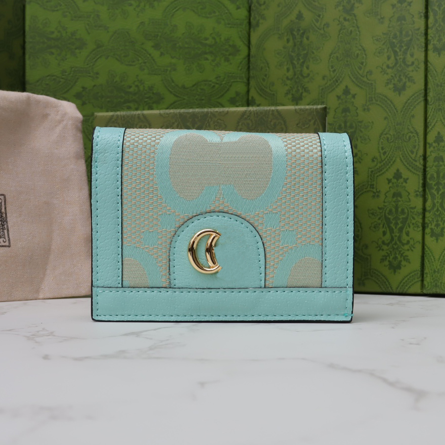 

Women Luxurys Designers Wallets Handbag Classic Embossed Flower Bag Ladies Double Buckle Travel Wallet Zippy Coin Purse With Box 11cm, Green