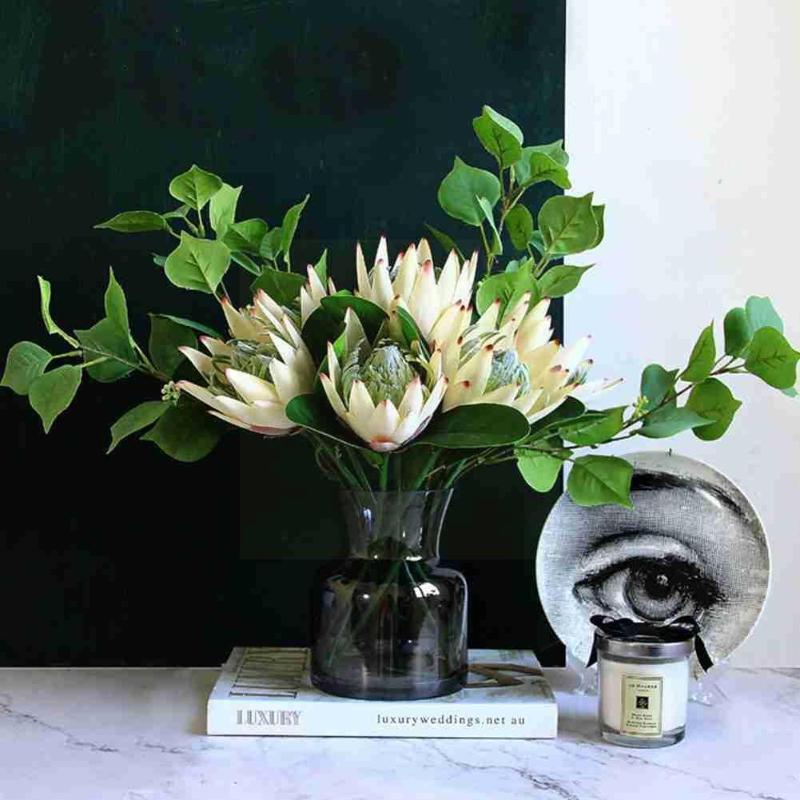 

Decorative Flowers & Wreaths 1 PC Artificial Flower Silk King Protea Arrangement Emperor Decoration Party Home Table Fake White Wedding E4J2, Pink