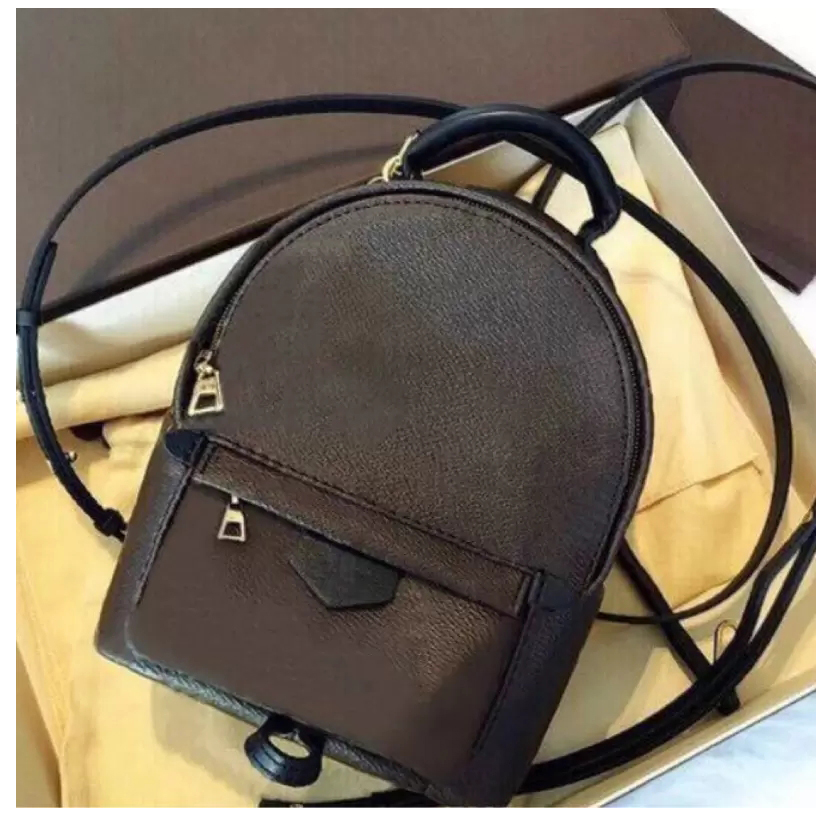 

brand designer Mini School Bags New Women Palm Springs Mini Backpack children backpacks women men printing PU leather 1A1P2, Brown+letter
