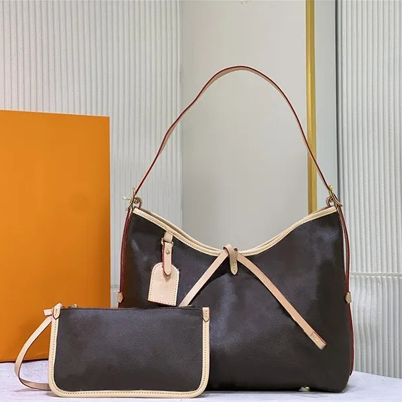 

men designer tote bag CARRYALL MM Leather Handle Totes With mini Wallet Women Shopping Bag European &American Style M46203 Brown Fashion Ladies Pockets