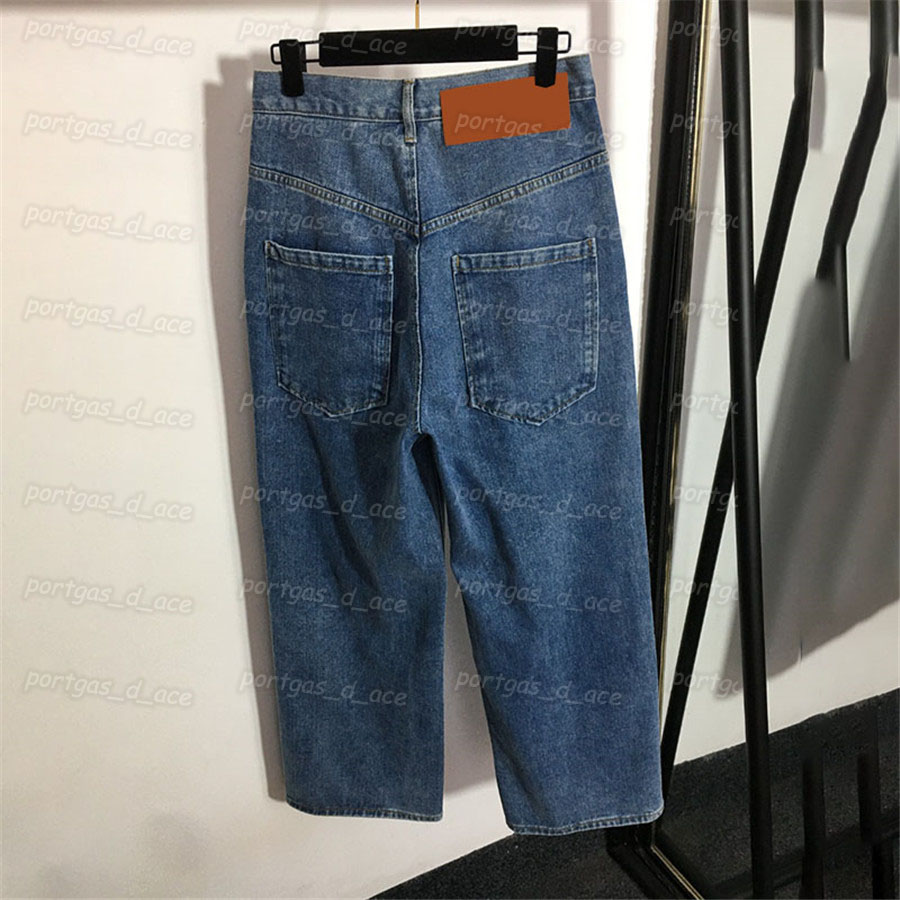 

Vintage Printed Women Denim Pants Blue Fashion Casual Jeans Casual High Waist Jeans, Blue with label *20230662