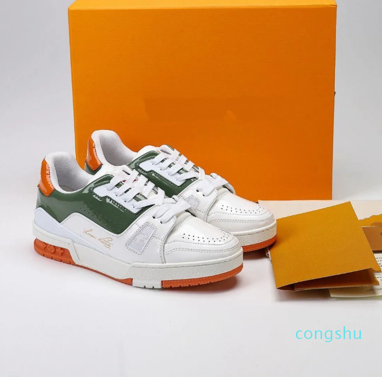 

Designer Fashion Trainer sneaker intage Casual Shoes Virgils alligator-embossed black Grey Brown White Green calf leather French Ablohs ChE