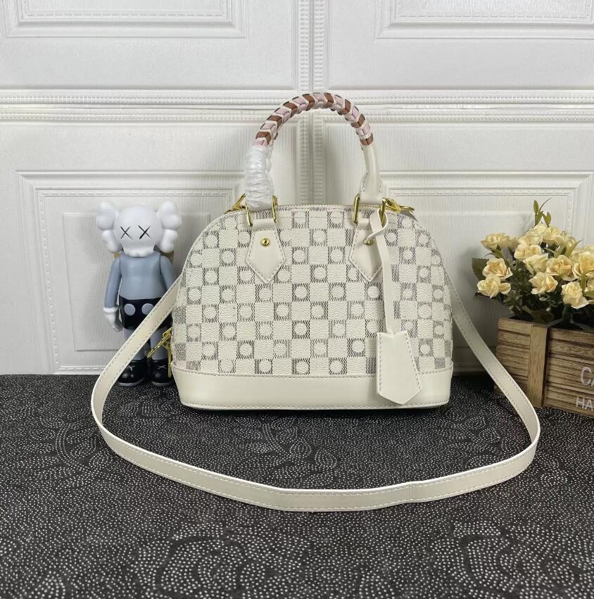 

Alma Tote Miroir Fashion Women Shoulder Bags Retro luxurys designers Genuine Leather Handbags Shell Wallet Purse Ladies Cosmetic Crossbody Bags Totes 45294, White