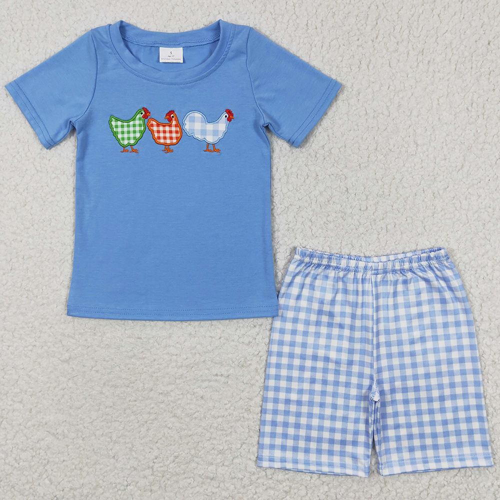 

Wholesale Baby Boy Clothes Shorts Sets Summer Toddler Boys Clothing Cotton Chicken Embroidery Boutique Children Outfits New, As picture
