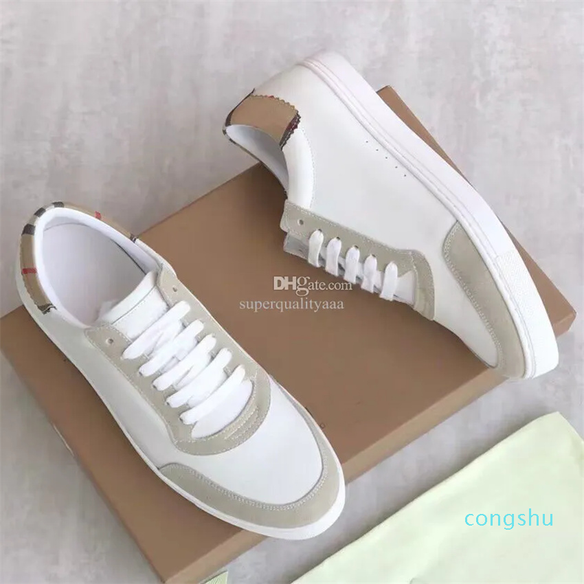 

Top Design Men Vintage Check Cotton Sneakers Shoes Leather & Suede Low-top Trainers Party Dress Skateboard Walking EU38-46 With Box