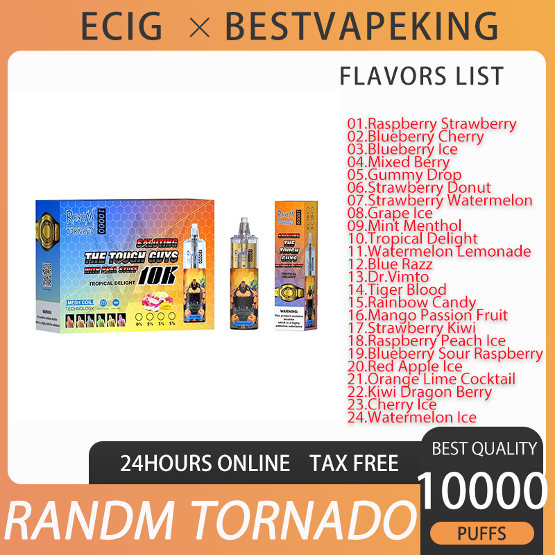 

RandM Tornado 10000 Puffs Disposable E Cigarette Vape Pen Rechargeable Battery Airflow Control Mesh Coil 20ml 10K Big Vapor Kit Authentic 10K