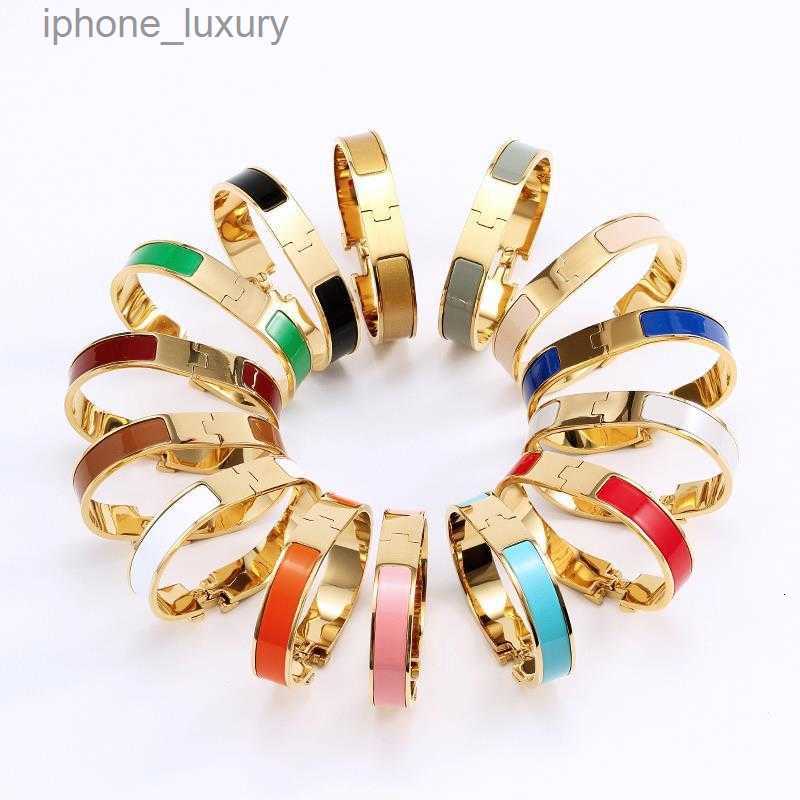 

12mm designer H letter bracelets Bangle luxury gold buckle Enamel womens mens bracelet jewelry size 17/19 bracelet Birthday Christmas Gift 001