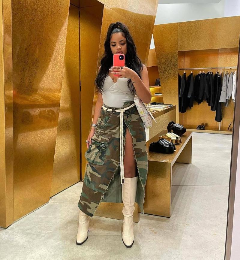 

Skirts Sexy Women High Waist Camouflage Split Skirt Elegant Street Camo Print Casual, G0574-1
