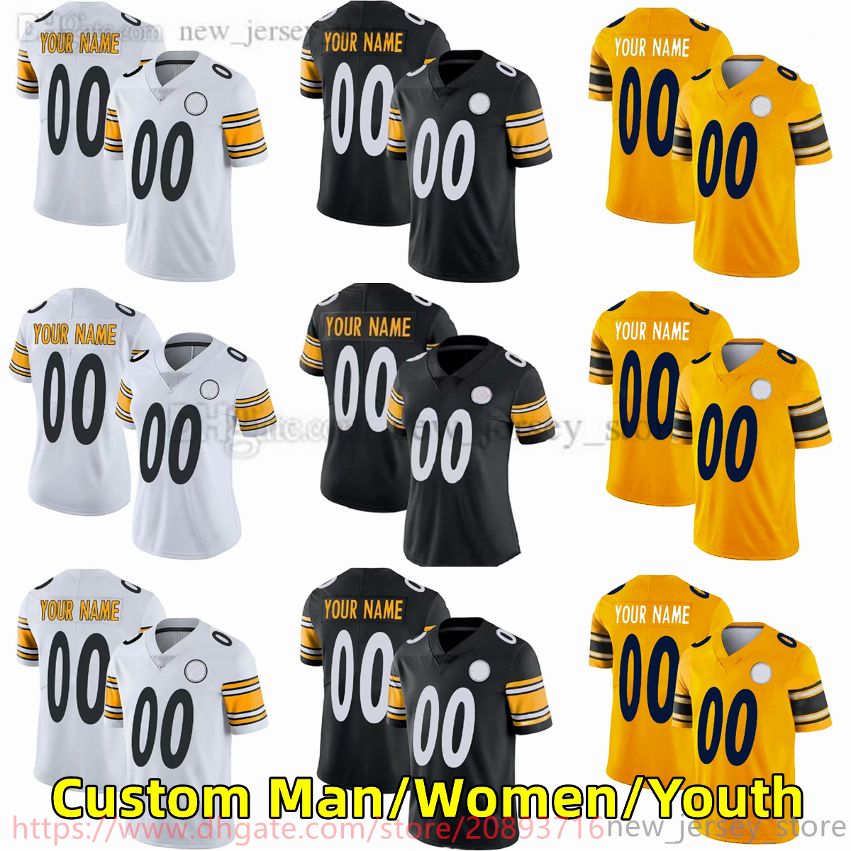 

Custom -6XL NCAA Football Jersey Stitched 90 TJWatt 10 MitchellTrubisky 7 BenRoethlisberger 22 NajeeHarris 8 KennyPickett 2 MasonRudolph Jerseys, Youth only s-xxl