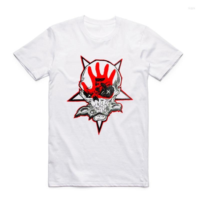 

Men's T Shirts Men Print Heavy Metal FFDP T-shirt O-neck Short Sleeves Summer Five Finger Punch Band Streetwear Top Tee Cool Shirt, White a