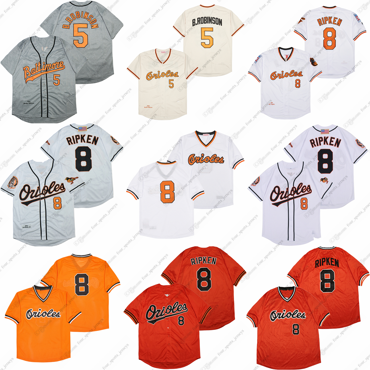 

5 Brooks Robinson baseball jerseys 8 Cal Ripken, Picture