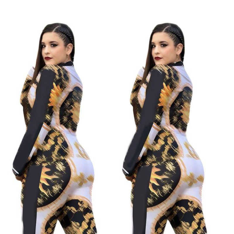 

J2590 Women' Designer Luxury High Quality Fall New Fashion Casual Outfit Long Sleeve Printed Sports Jacket, Multi