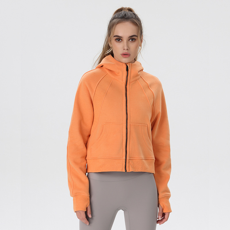 

LL Women Yoga Jacket Hooded Long Sleeves Outfit Solid Color Full Zipper Gym Jackets Shaping Waist Fitness Jogger Outfit Sportswear For Lady 4 Colors, Grey