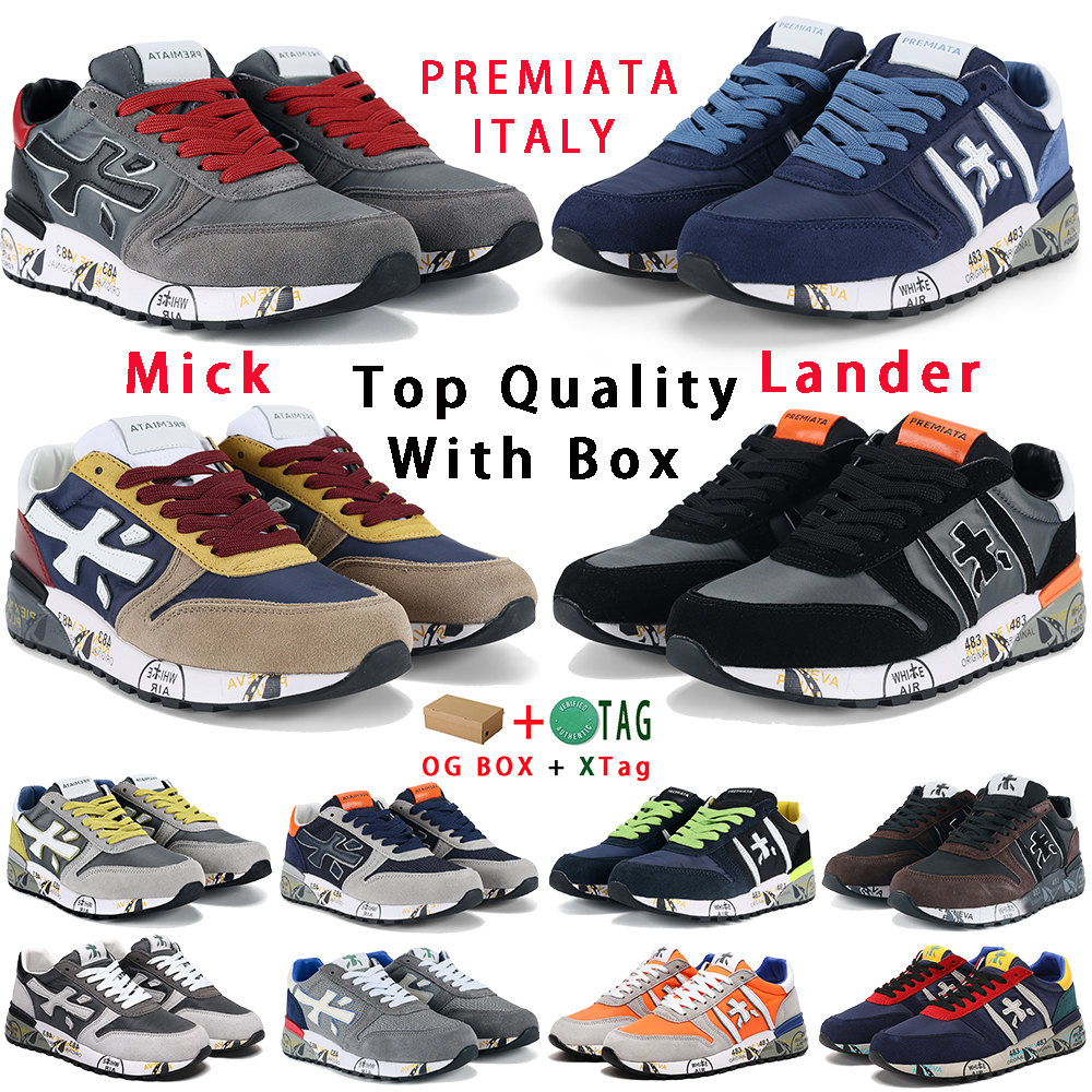 

Top Quality PREMIATA Mick Lander Running Shoes Men Calfskin Suede Leather Comfortable Low designer Shoes Sneakers mens Cool Grey White Black Panda Mocha traniers, Lander navy blue