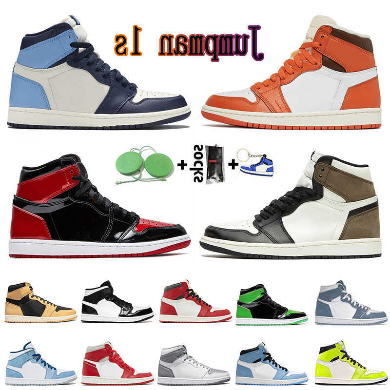 

1s Jumpman High Basketball Shoes 1 Og Starfish Lost Found University Blue Denim Cactus Dark Mocha Patent Bred Mens Women J1, A83 dark mocha 36-47