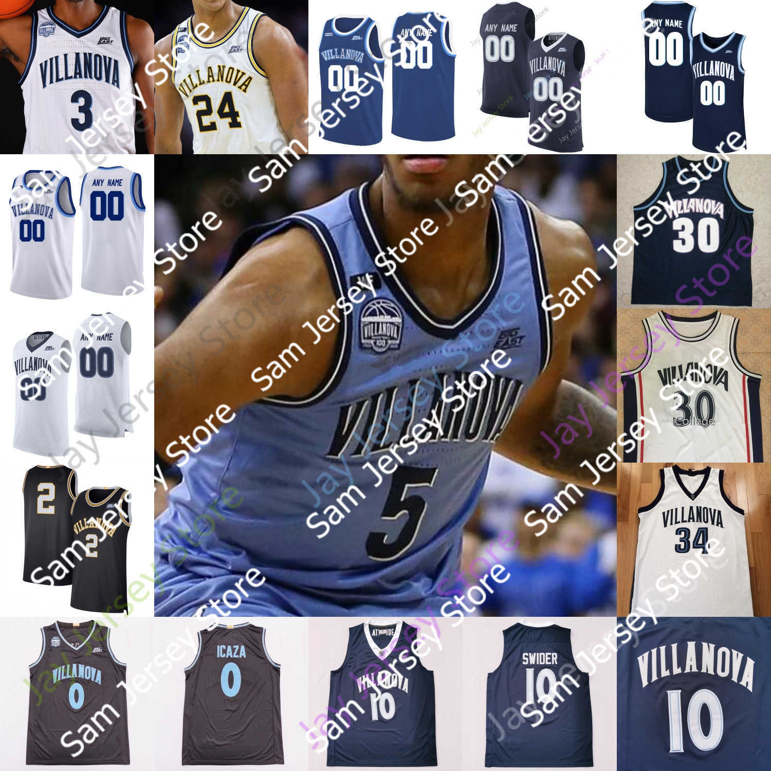 

Villanova Wildcats Basketball Jersey NCAA College Angelo Brizzi Longino Nnanna Njoku Trey Patterson Jeremiah Robinson-Earl Bey Cole Swider, White ii
