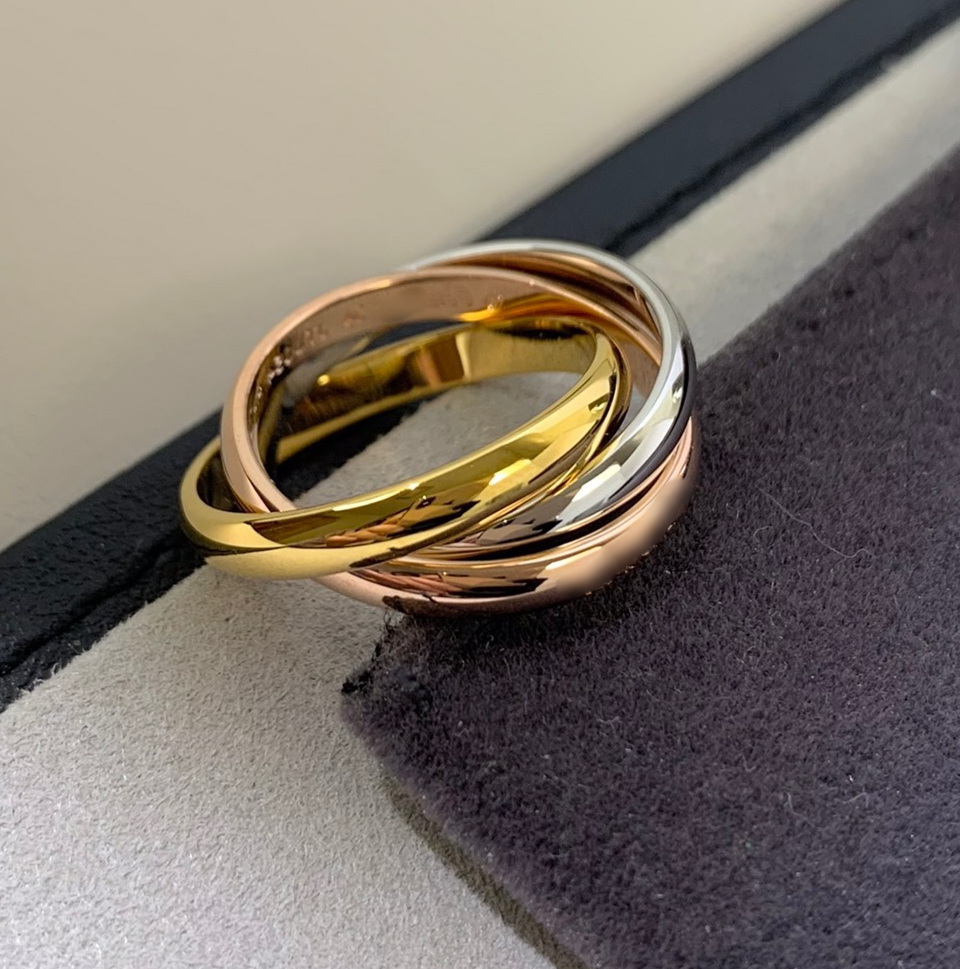 

Couple ring trinity ring for women ring Three ring ring titanium steel gold plated 14K never fades US size 6789 trinity classic style