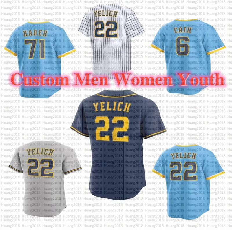 

2023 Custom 22 Christian Yelich Jersey ADAMES City Connect Brandon Woodruff Josh Hader Ryan Braun Jace Peterson Lorenzo Robin Luis Urias Baseball Jerseys, Men