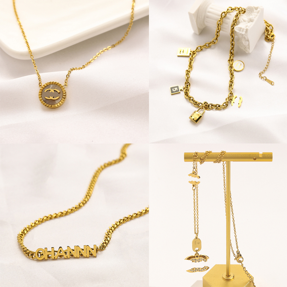 18Style Luxury Fashion Style Designer Letter Necklaces Brand Letter Chains Necklaces Jewelry Accessory High Quality Wedding Gifts-image-855453086