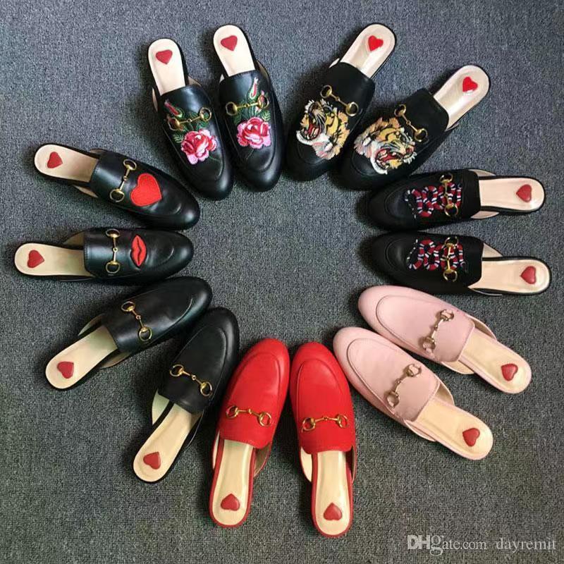 

Designer Princetown Slippers Loafer Muller Slipper Leather Shoes with Buckle Fashion Women Casual Mule Flat Shoe, 21