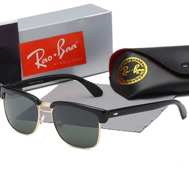 

Brand Men's and Women's Sunglasses Ray Bans Glasses Retro Polarized Goggles Pilot Beach UV400 Glasses Metal Frame Sunglasses with black box A756
