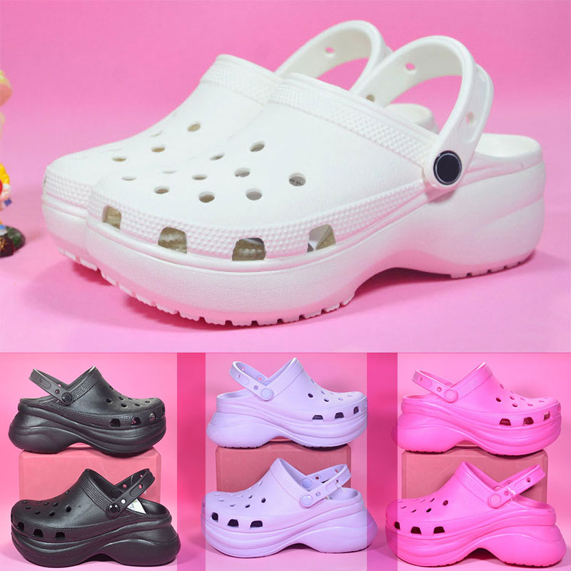 

croc classic bae clog sandal women designer sandals height increasing platform clogs waterproof shoes blue Thick Bottom Pool slippers hospital nursing slides, 1 black