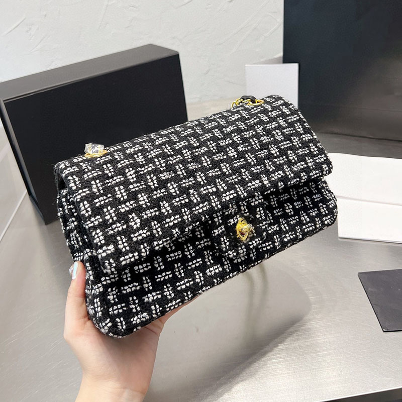 

Channel CF Bag Designer Crossbody Bag Shoulder CC Handbag Quilted Side Luxury Bags Women Purses Woman 25CM, White-denim-25cm