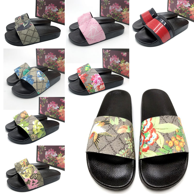 

Designer Guccie Slides Men Women Slippers Flowers Printing Leather Beach Shoes Brand Summer Blooms Sandals Plat-form Slipper Sliders With Dust Bag Size 35-46, 15
