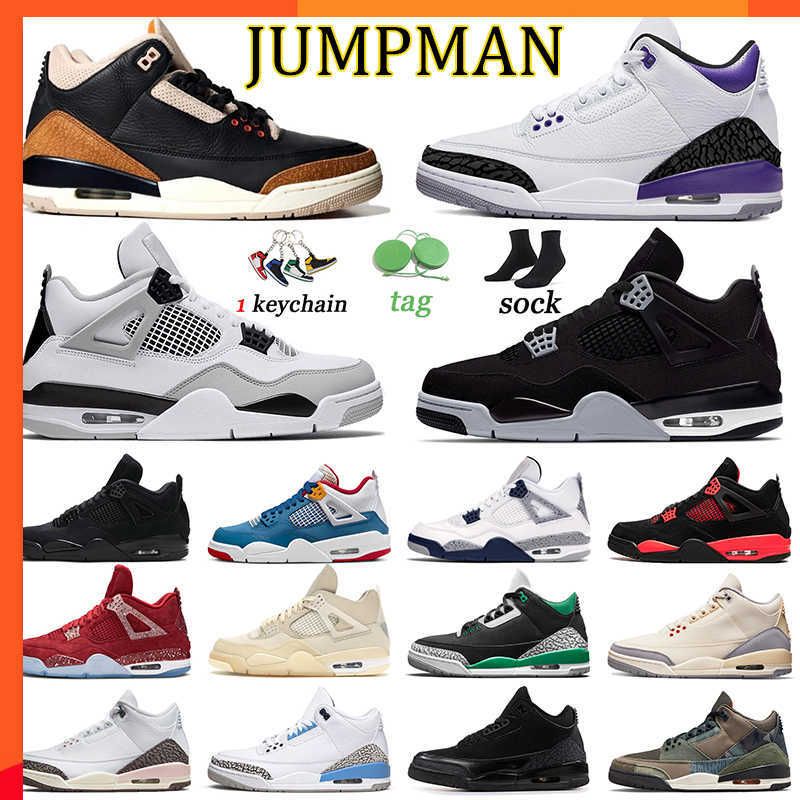 

2023 OG TOP Designer 4 Jumpman 3 Dark Iris Basketball Shoes 4s Military Black Cat Red Thunder Off Sneakers Desert Elephant Women White Oreo Sports, # 36-47 7 white oreo
