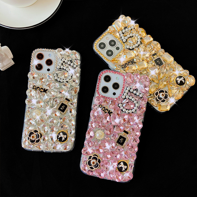

Luxury Rhinestone Designer Case For iPhone 14 Plus 13 12 11 Pro XS MAX XR X SE2 Phone Cases Diamond Womens Fashion Perfume bottle flourishing Glitter Phone Cover, Gold