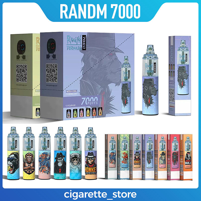 

Original RandM Tornado 7000 Puffs E Cigarettes Disposable Vape Pen 650mAh Rechargeable 14ml Refilled Cartridges Mesh Coil 0/2/3/5% Nic Vapes Pod Bar Vaporizers