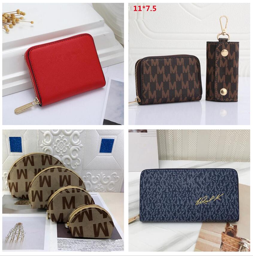 

brand fashion designer M K women long pu wallets clutch bag with card holder Top quality bags key card coin holders purse leather mini Pochette clutch 50 colors, Q11