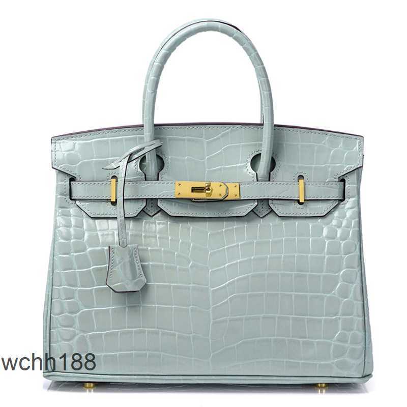 

Birkins Burkin Bag 2023 Women's Designer Luxury Bags Cross Fashion Crocodile Pattern Cowhide Leather One Shoulder Handbag S9rd, Bamboo green 25cm