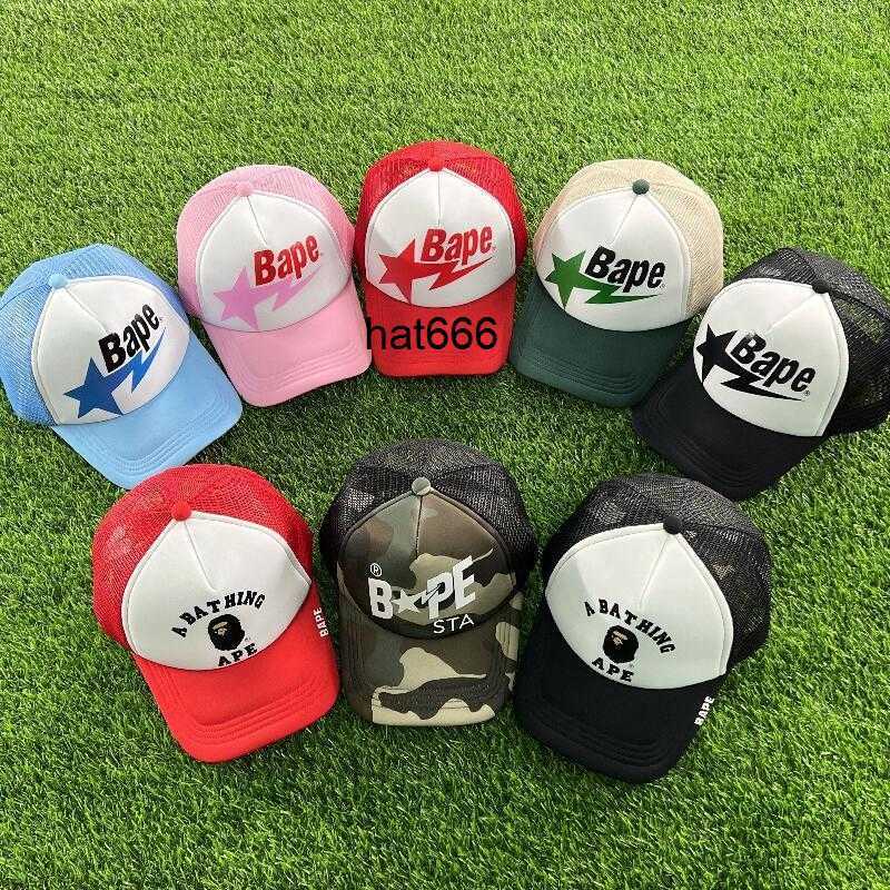 

American Baseball Hat bapest Mesh Cap Hip Hop Skateboarding Hat Curved Rim Letter Truck Hat New Spring Men and Women, Red