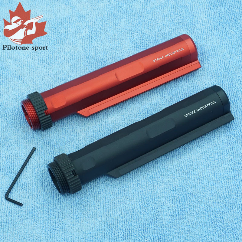 

YYGUN SI Aluminum 7075 Buffer Tube With Rear Cover CNC 172mm 7 Control Gear Sided Buttstock Pipe AEG M4 M16 Airsoft Rifle Stock Adapter, Red