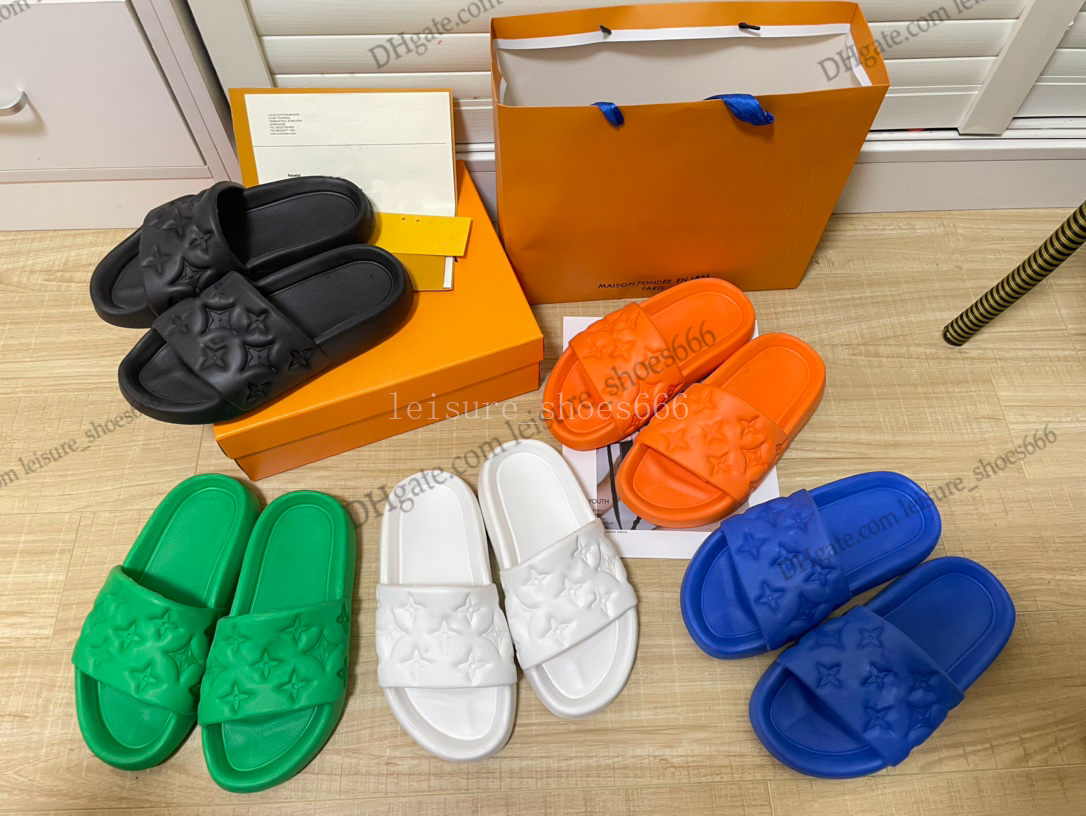 

2022 Men's Women's Slippers Slide WATERFONT MULE Top Summer Beach Shoes Slide Designer Size 35-45, Color 4